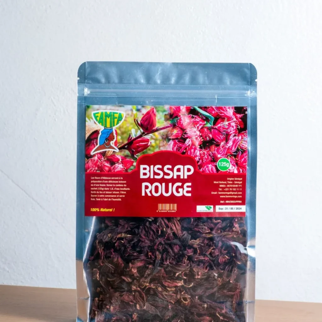 Feuilles Séchées de Bissap Rouge - FamMoringa Sénégal